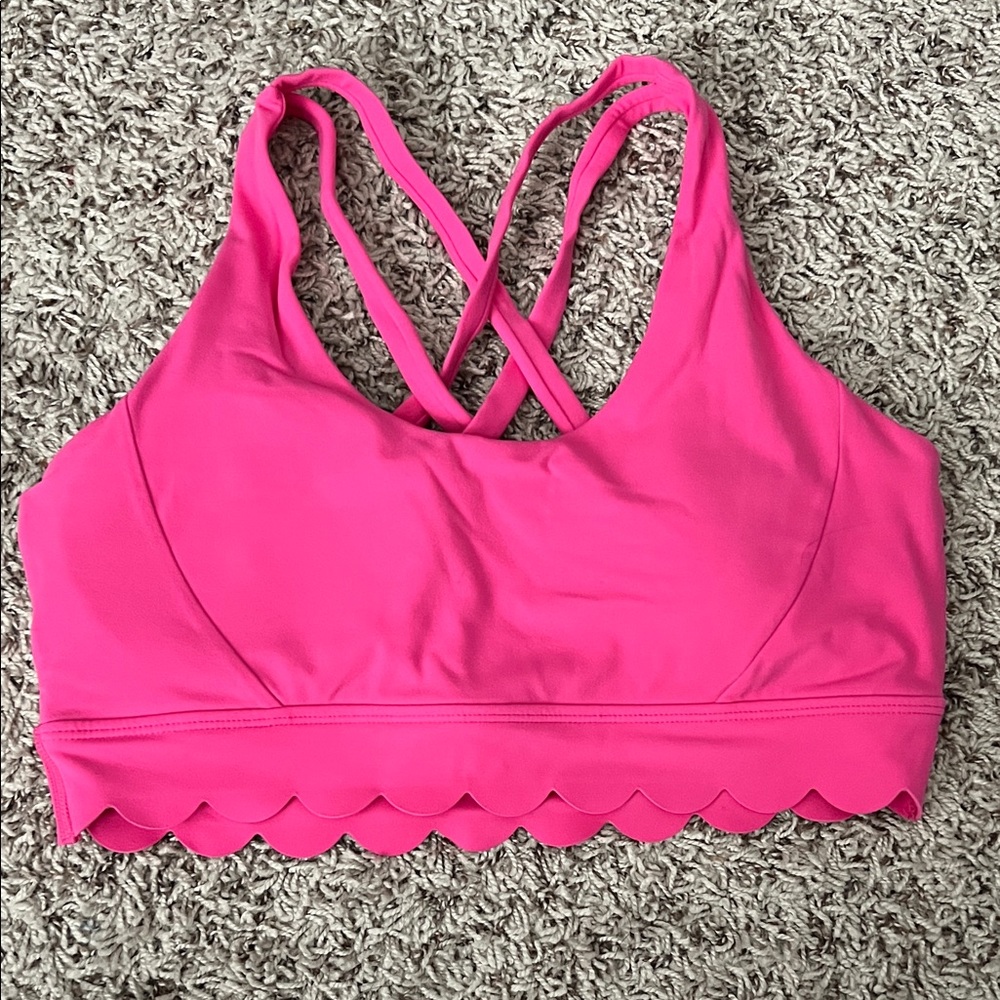 Pink Scalloped Edge Sports Bra